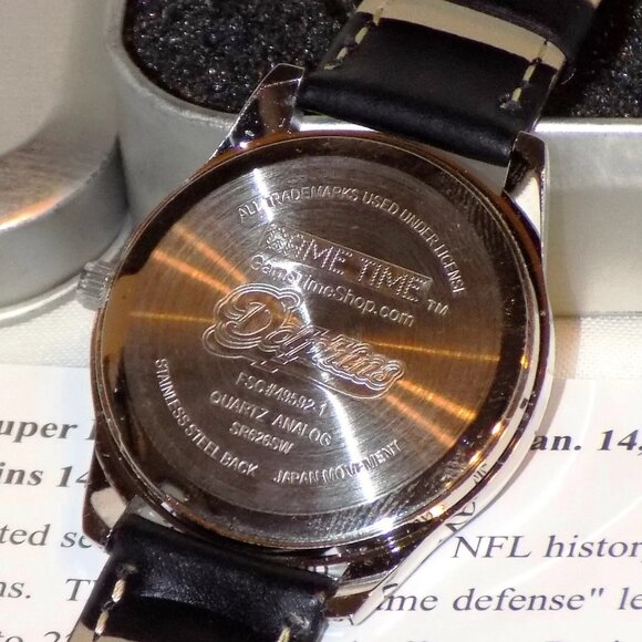 Vintage Miami Dolphins NFL Game Time Super Bowl Watch & Leather Wallet Bundle - Picture 3 of 14